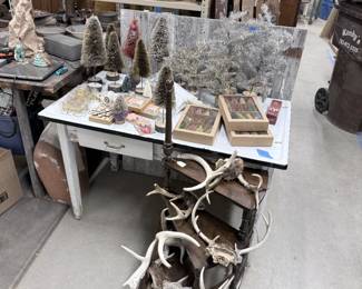 Vintage and Antique Antlers, Doors, and More. New Merchandise like Winter Trees, Gold Winter Candles, and More