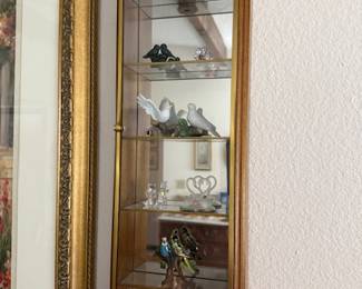 Cloisonné items and crystal pieces, wall curio