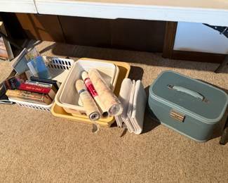 small suitcase, books