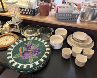 Dishes, clocks, unusual placemats...