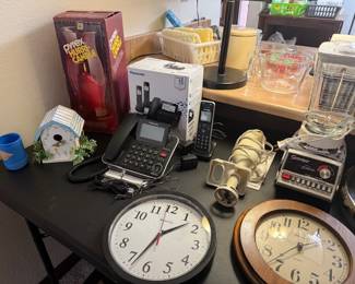 Braun mixer, Panasonic phone, blender