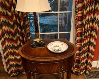 Vintage Table with Leather Top