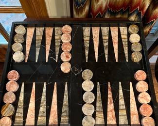 Vintage Italian Marble Backgammon Set