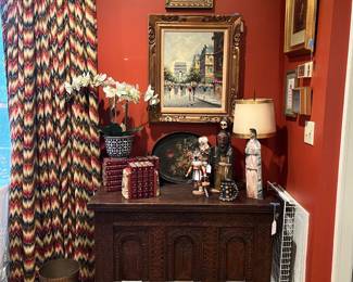 Antique English Oak Carved Coffer or Blanket Chest