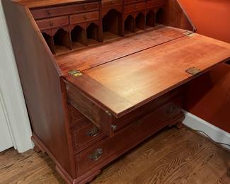 Antique Chippendale Cherry Desk with Drop Front and String Inlay