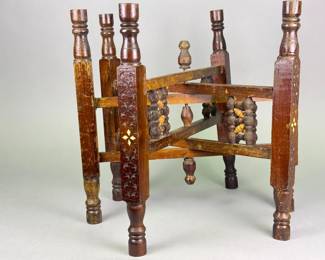 Moorish Moroccan Inlaid Folding Wood Tray 