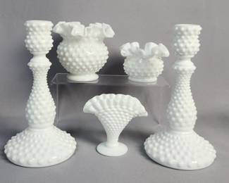 Fenton White Hobnail Milk Glass 