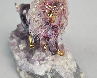 Crystal Art Glass Lion Figurine
