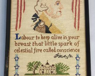 American Folk Art George Washington Sampler 