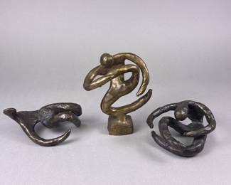 hree Modern Abstract Figurative Bronze Sculptures