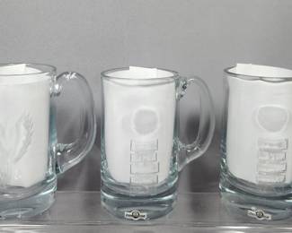 Three Strömbergshyttan Limited Edition Crystal Tankards 