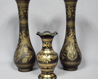 Black and Gold Brass Vases