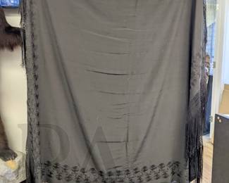 BLACK FRINGE SHAWL