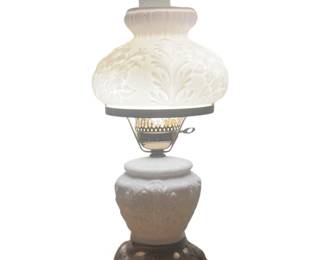 Vintage Fenton Poppy Milk Glass Hurricane Oil Lamp Style GWTW Table