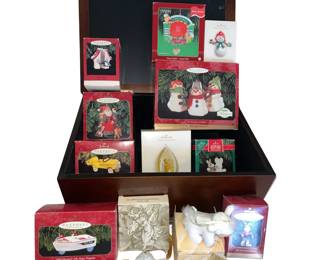 Wooden Box Hallmark Ornaments New Pedal Car Keepsakes + Carlton +Avon & others