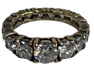Gold on Sterling Silver Jewelry Ring Chunky CZ Stones Flashy Cocktail sz 7.5