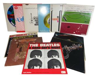 1950's- 1970's Vinyl Records: The Beatles A Hard Day Night, Ray Charles, Aerosmith, Fat's Dominos, P
