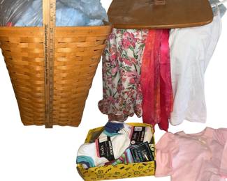 Wicker Basket w/ New Clothes: Baby, Girls, Boys & Socks