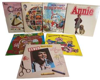Vintage Children Sing Along Vinyl Records: Annie, Cinderella, Elvis, Strawberry Shortcake