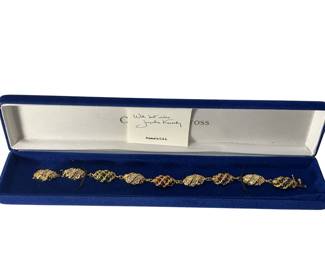 New Camrose & Kross JBK Jackie O Costume Jewelry Bracelet Green Red Stones Gold Tone Christmas