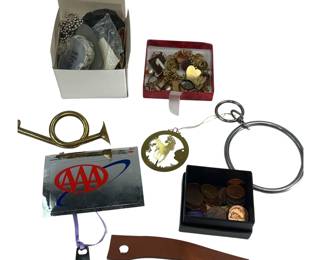 Junk Drawer Lot Trinkets Pins Tokens Stones Smalls