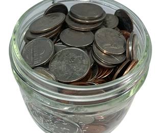 US Coins Small Jar Mixed Coins UNsorted