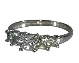 Costume Jewelry Sparkly Cocktail Engagement Ring EDCO Square Cut 5 Stone