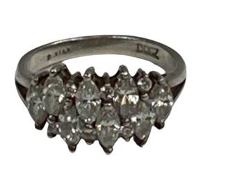 Sterling Silver Jewelry CZ Marquis Cluster Ring Cocktail 7/7.5 4.0g