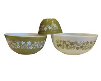 Vintage Pyrex Corning 20+ Corning Crazy Daisy Spring Blossom Nesting Mixing Bowls Avocado Green