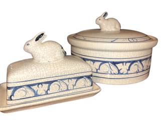 Potting Shed Dedham Rabbit Stoneware Butter Dish Covered Casserole