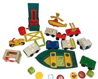 Vintage Fisher Price Vehicles Cars Police Mail Family Camper Boat Phone Booth