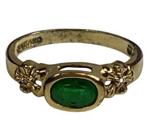 JBK Jackie O Gold on Sterling Jewelry Emerald Ring Green Stones Gold Tone