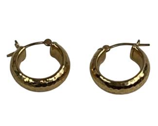 14KT Gold Jewelry Puffy Hoop Earrings Hinged Earwire 1.0g