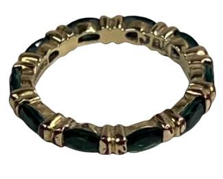Gold on Sterling Silver JBK Emerald Stone Ring Band Flashy Cocktail 7/7.5 Camrose & Kross