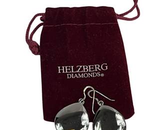 Sterling Silver 925 Earrings Shiny Puffy Modern Style J-Hook 6.0g