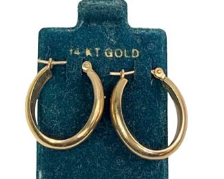 14KT Gold Jewelry: New Earrings Oval Hoops Hinged Earwire 1.4g