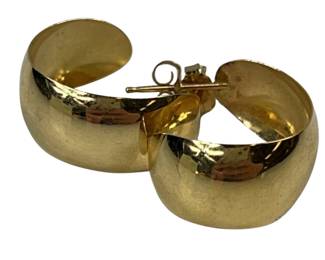 14KT Gold Hoop Earrings Tapered Oval 1.9g