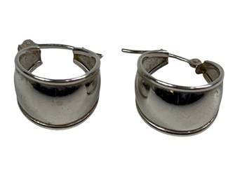 14KT Gold Jewelry: White Earrings Hoops Hinged Earwire 1.6g *Damaged