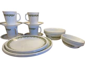 Place Settings of Corelle Crazy Daisy Spring Blossom Plates Bowls Mugs