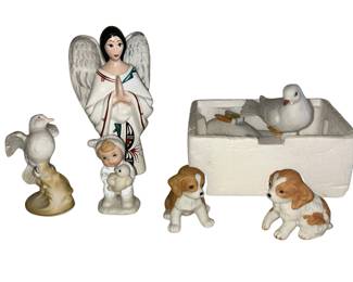 HOMCO Vintage Figures Dogs Doves Birds + NA Southwestern Angel