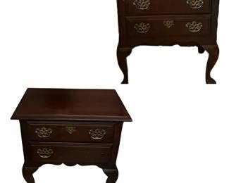 Chippendale Style End Bedside Tables 2 Drawer Brass Hardware