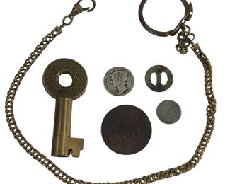 US Silver Coins Bank Key Mercury Dimes Liberty Cent CIII Nickel Railroad Token Fob