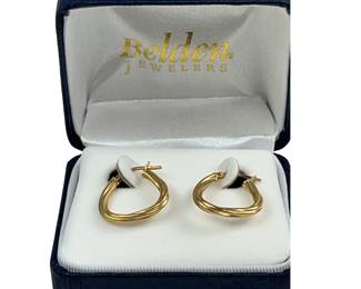 14KT Gold Jewelry: New Earrings Triangle Twist Hoops Hinged Earwire 1.0g