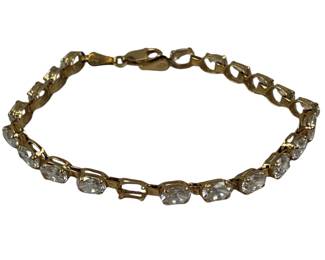 14KT Gold Jewelry Oval CZ Gem Tennis Bracelet Missing 1 Stone 6.9g