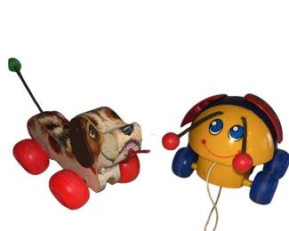 Vintage Pull Behind Toys Fisher Price Little Snoopy & Ladybug
