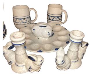 Potting Shed Dedham Rabbit Stoneware Egg Plate Mugs Candlesticks