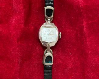 Vintage Hamilton 10Kt gold RGP bezel, leather strap As Is