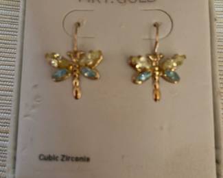 14 Kt gold and CZ earrings