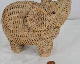 Wood and Wicker Elephant