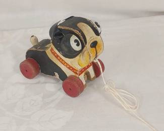 Vintage Barky the Boston Terrier Pull Toy